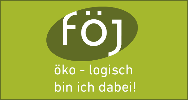 Logo des Freiwilligen Ökologischen Jahres (FÖJ), Slogan: öko-logisch bin ich dabei!