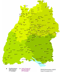 Karte zeigt projektorientierte und andere Formen von Jugendbeteiligung Karte zeigt projektorientierte und andere Formen von Jugendbeteiligung