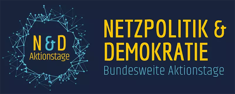 Logo: Bundesweite Aktionstage Netzpolitik und Demokratie. 