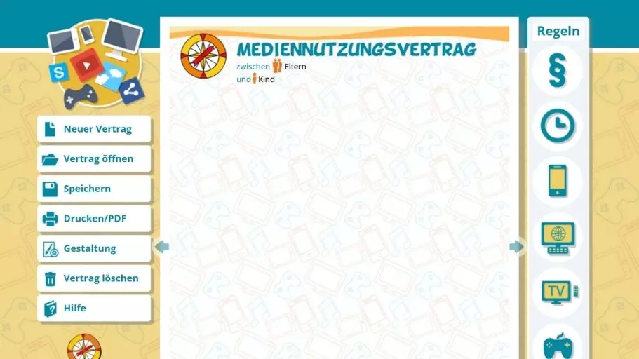 Online-Tool zur Erstellung eines Mediennutzungsvertrags. Foto: Screenshot Internetseite.