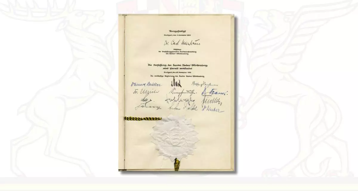 Die Verfassungsurkunde von Baden-Württemberg.