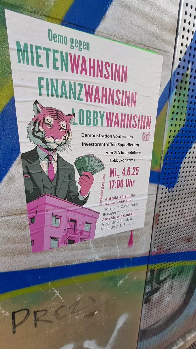 Aufruf zu einer Demonstration gegen zu hohe Mieten. Foto: LpB BW