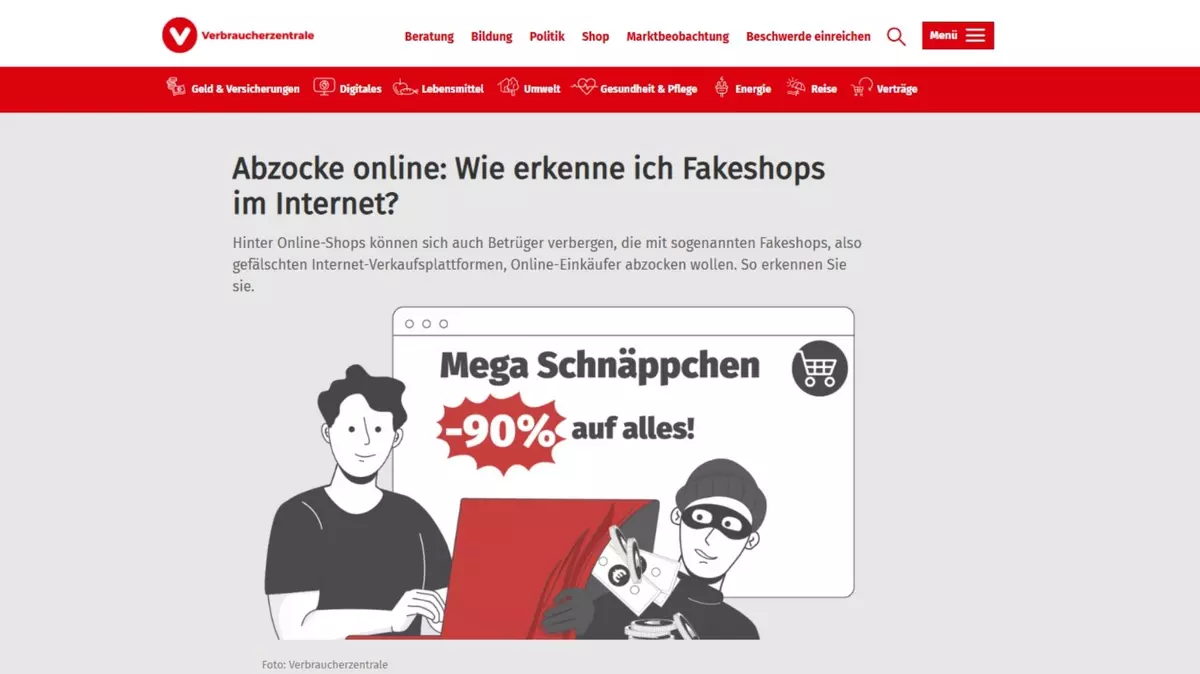 Screenshot Verbraucherzentrale