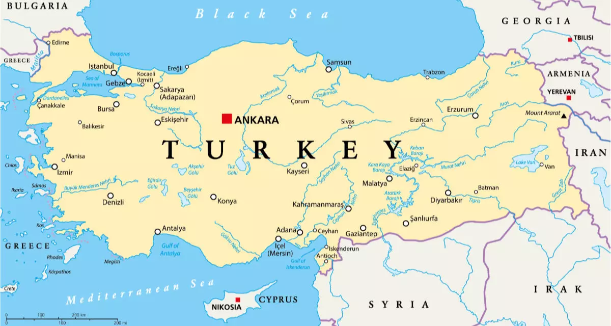 Landkarte der Türkei.