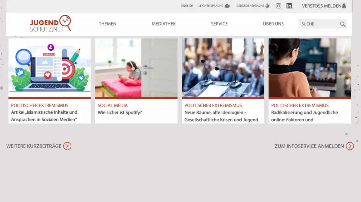 Screenshot Internetseite jugendschutz.net.