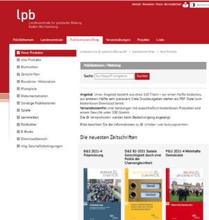 So sieht die Internet•seite von dem Shop von der LpB aus.