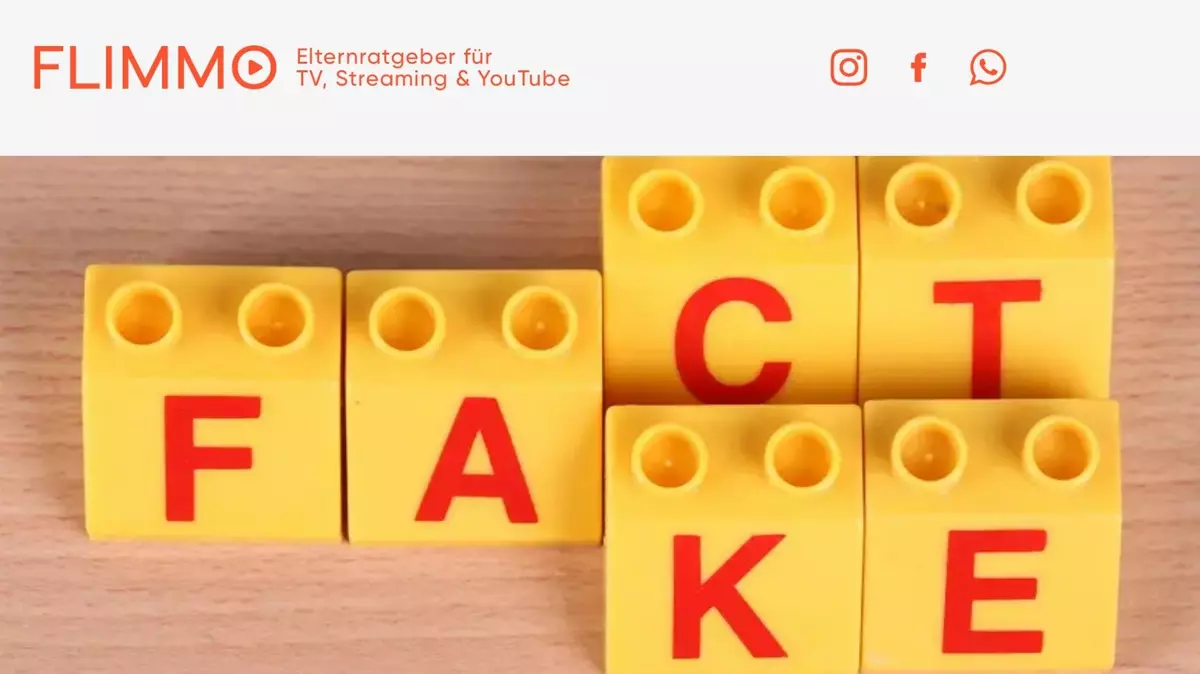 Screenshot Internetseite Flimmo: "Fake News und Deepfakes erkennen. So können Eltern ihre Kinder unterstützen."
