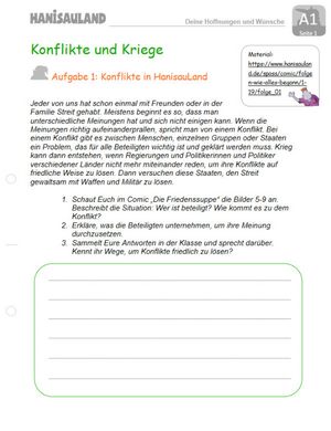 Arbeitsblatt „Konflikte und Kriege". BpB, Hanisauland 2022