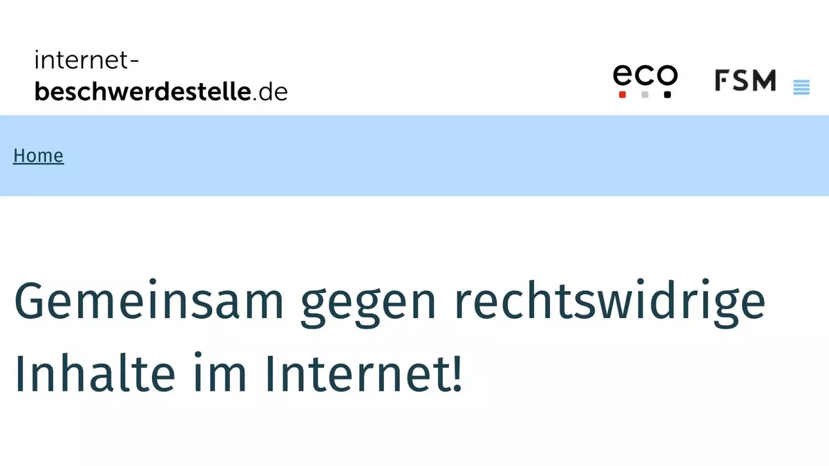 Screenshot Internetseite "Internet Beschwerdestelle"