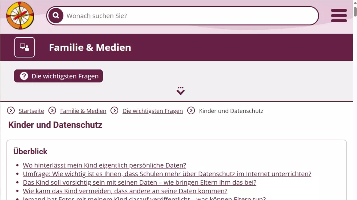 Screenshot Internet ABC: Kindern Datenschutz vermitteln.