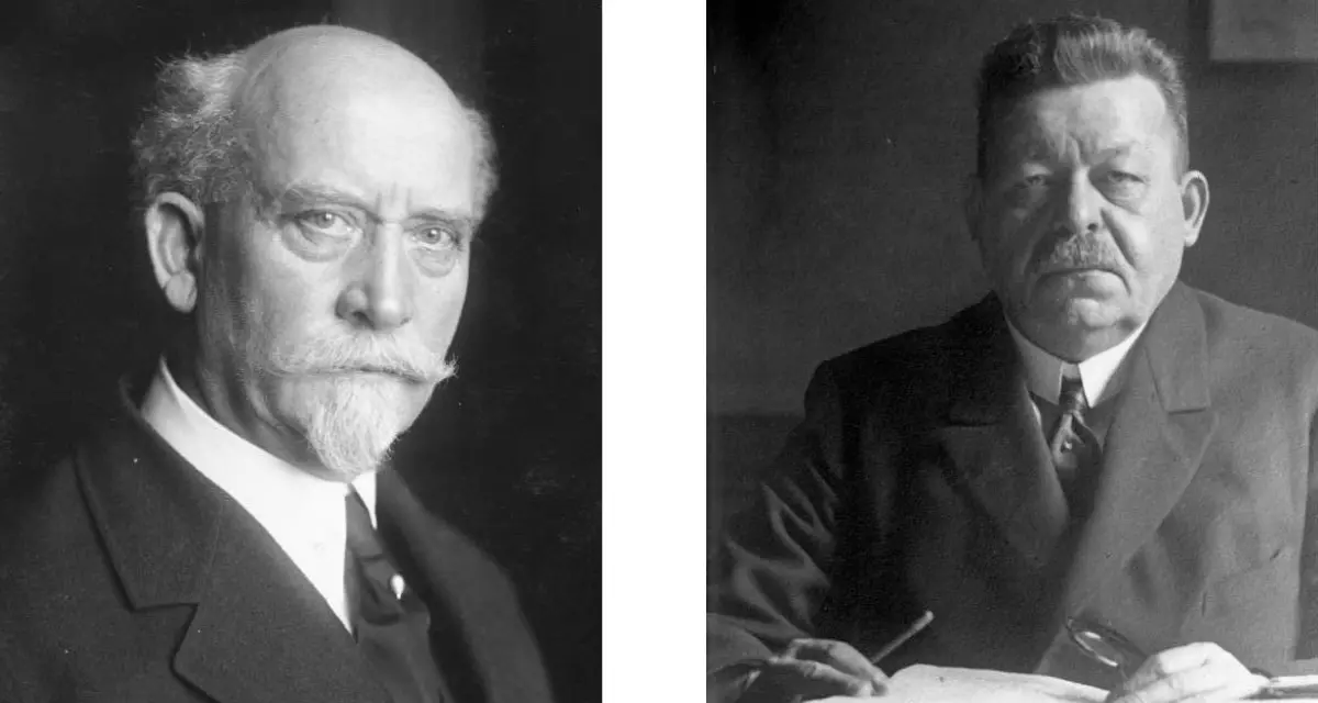 Porträt Philipp Scheidemann (links). Foto: Bundesarchiv, Bild 146-1979-122-29A / CC-BY-SA 3.0 und Porträt Friedrich Ebert. Foto: Bundesarchiv, Bild 102-00015 / CC-BY-SA 3.0. Porträt Philipp Scheidemann (links). Foto: Bundesarchiv, Bild 146-1979-122-29A / CC-BY-SA 3.0 und Porträt Friedrich Ebert. Foto: Bundesarchiv, Bild 102-00015 / CC-BY-SA 3.0.