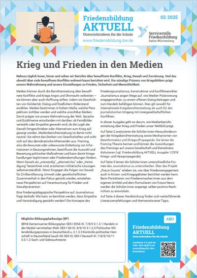 Handreichung Friedensbildung: Krieg und Frieden in den Medien