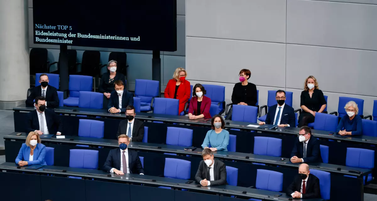 Vereidigung der Bundesministerinnen und Bundesminister am 8. Dezember 2021 im Deutschen Bundestag. Foto: Deutscher Bundestag | Henning Schacht