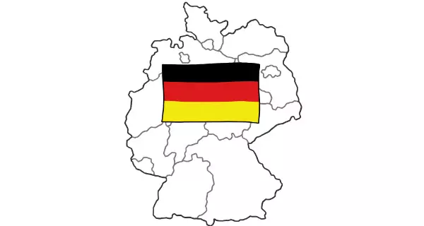 Grafik: Karte von Deutschland mit Flagge von Deutschland