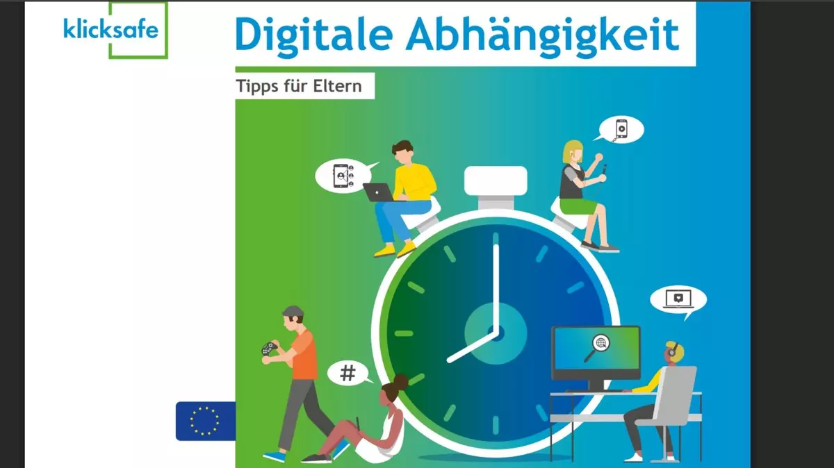 Deckblatt Broschüre Klicksafe: Digitale Abhängigkeit - Tipps für Eltern