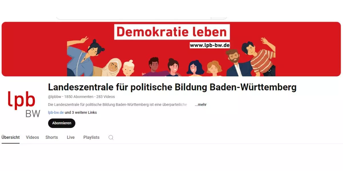 Screenshot des LpB-Youtube-Kanals. Screenshot des LpB-Youtube-Kanals.