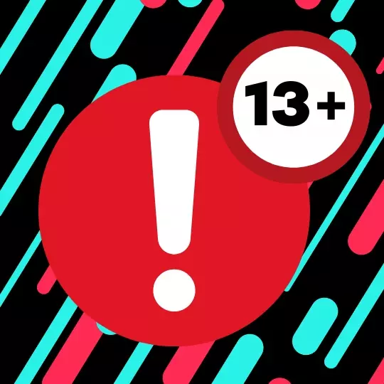 Das Mindestalter für TikTok beträgt laut Nutzungsbedingungen 13 Jahre. Grafik: LpB via Canva. Symbol für die Altersbeschränkung für TikTok. Grafik: LpB via Canva.