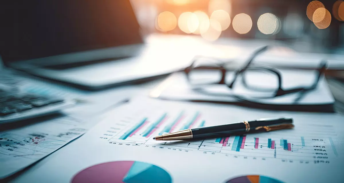 Schreibtisch im Büro mit Statistik und PC. Foto: Adobe Stock | Opaopi, KI-generiert