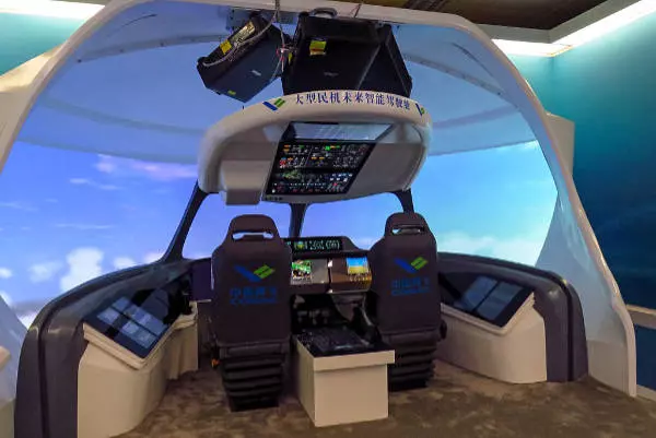 Cockpit-Vorführmodell eines geplanten Flugzeugmodells. 