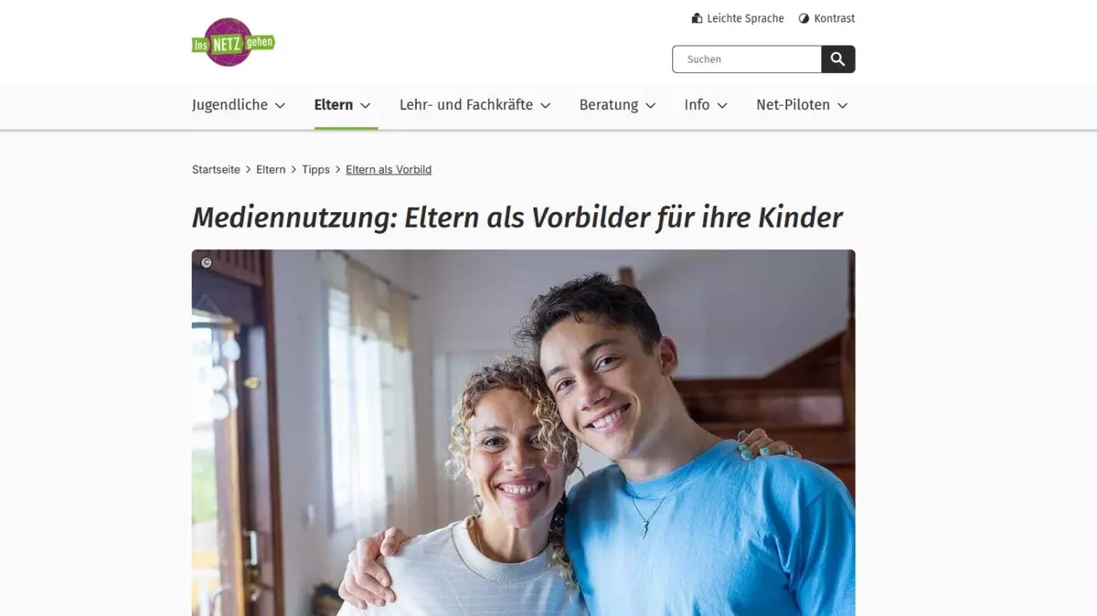 Screenshot Internetseite Ins-Netz-gehen. 