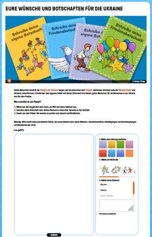 Plakat gestalten: Eure Wünsche und Botschaften für die Ukraine. BpB, Hanisauland 2022