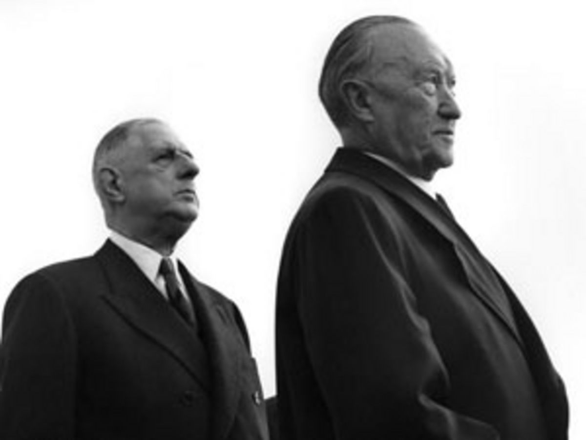 Charles de Gaulle und Konrad Adenauer 1961 im Profil. Foto: Bundesarchiv, B 145 Bild-F010324-0002 / Steiner, Egon / CC-BY-SA