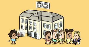 Unterrichtseinheit: 4. Verwaltung im Rathaus, Kommune. Grafik: Jai Wanigesinghe