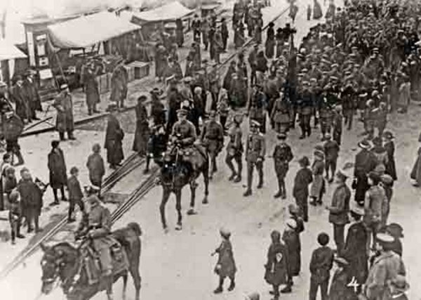 Rückkehr der Soldaten von der Westfront nach Ulm im Dezember 1918. Quelle: Stadtarchiv Ulm, G 2 Speidel, Hans