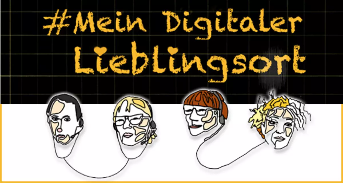Podcast #mein digitaler Lieblingsort. Episode 1. Zeichnung: Köpfe der Redaktion | Nada Heller Podcast #mein digitaler Lieblingsort. Episode 1. Zeichnung: Köpfe der Redaktion | Nada Heller