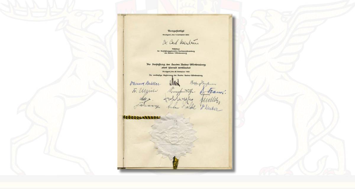 Die Verfassungsurkunde von Baden-Württemberg.