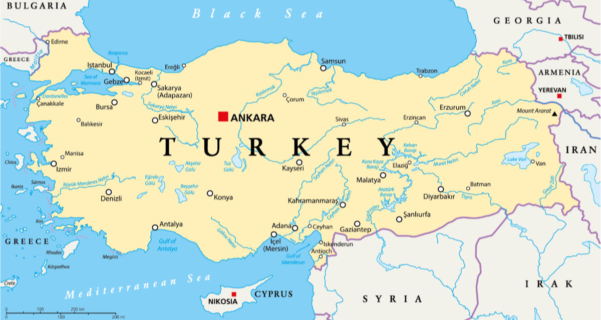 Landkarte der Türkei.