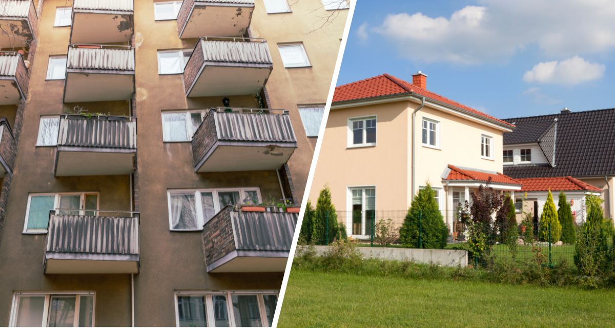 Ob im eigenen Haus oder zur Miete: Wohnen in Deutschland ist in den vergangenen Jahren immer teurer geworden. Collage via Canva.