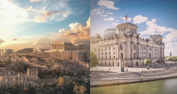 Athen und Bundestag. Grafik: LpB BW, Canva