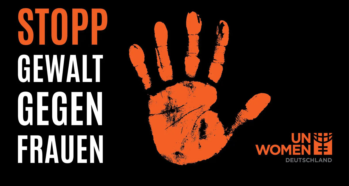 UN-Kampagne „Orange the World“ „Stopp Gewalt gegen Frauen“. Logo: UN Women Deutschland