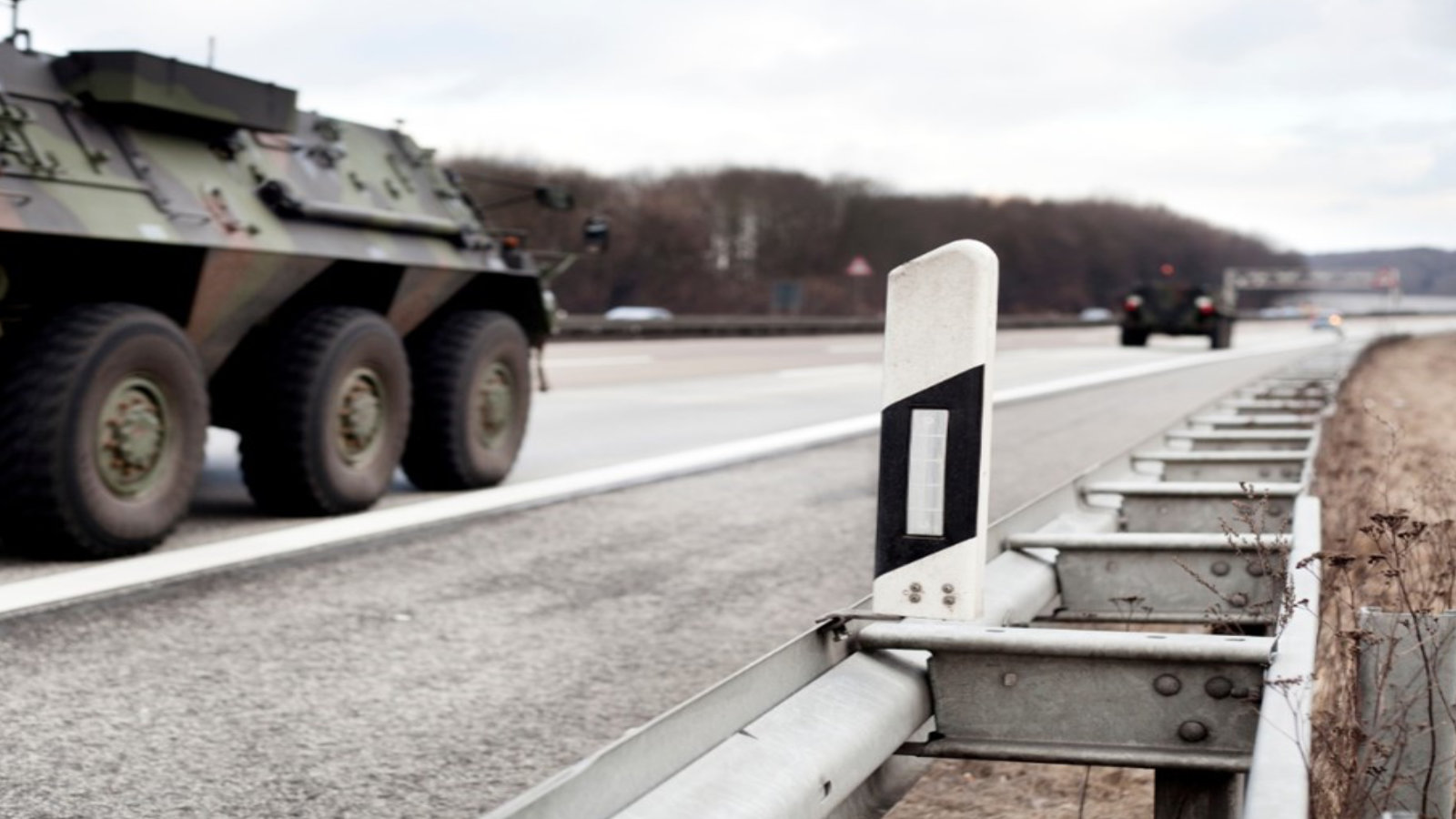 Convoy of military vehicles on german autobahn