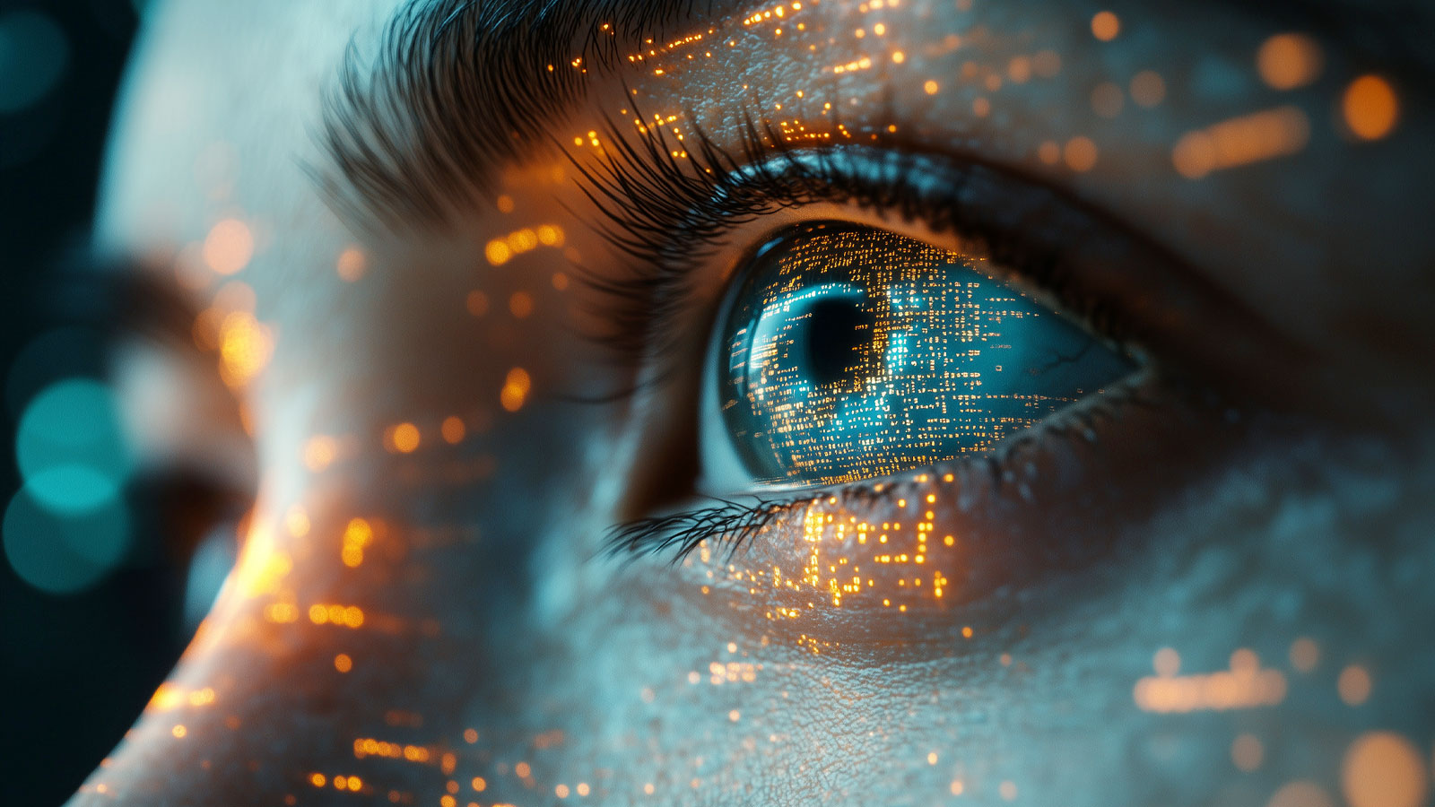 Frauenprofil mit digitaler Datenüberlagerung. Foto: Adobe Stock | Oksana, KI-generiert