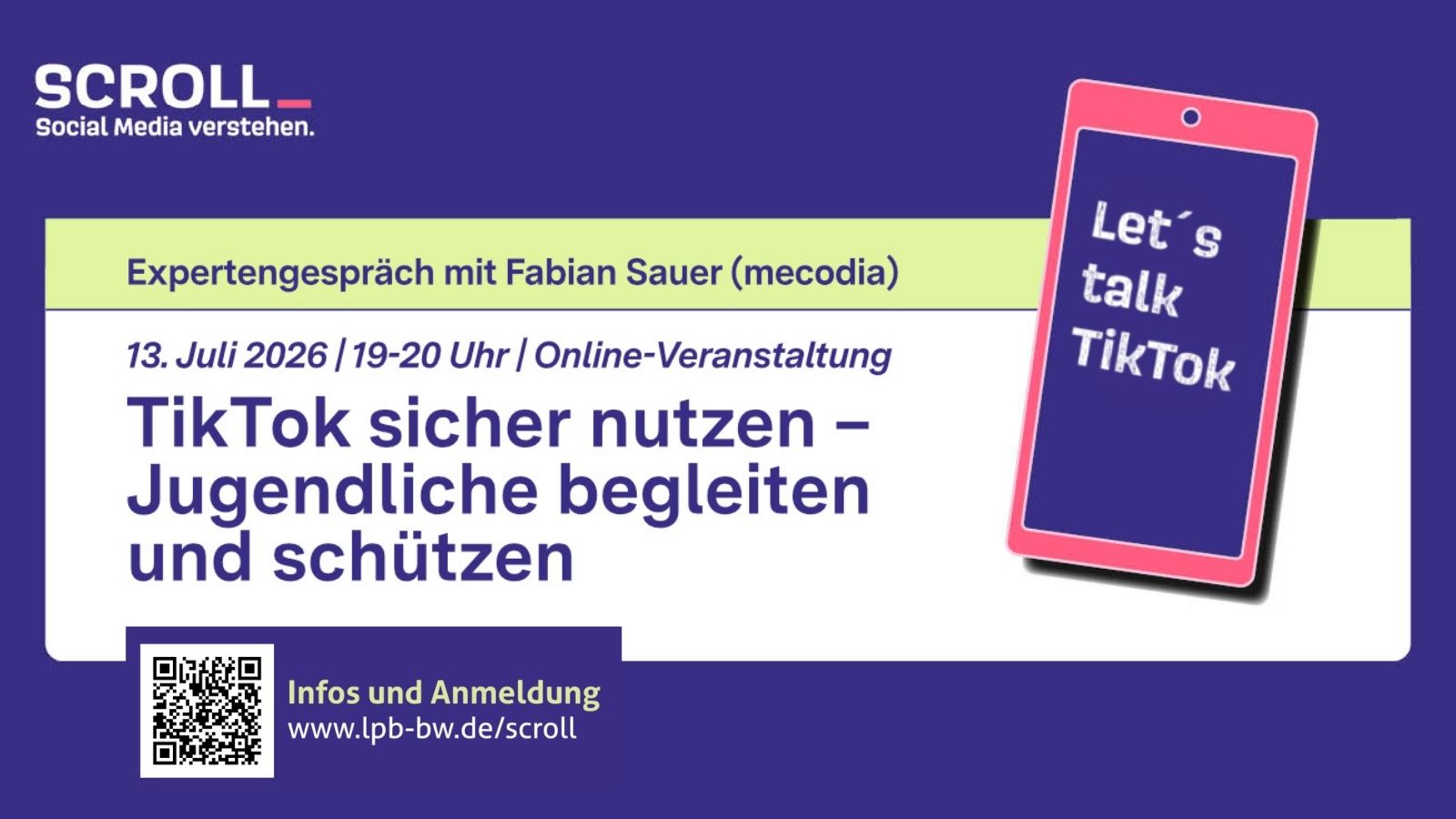 Datenschutz sicher einstellen auf TikTok. / Quelle: Grafik: LpB BW. Datenschutz sicher einstellen auf TikTok.